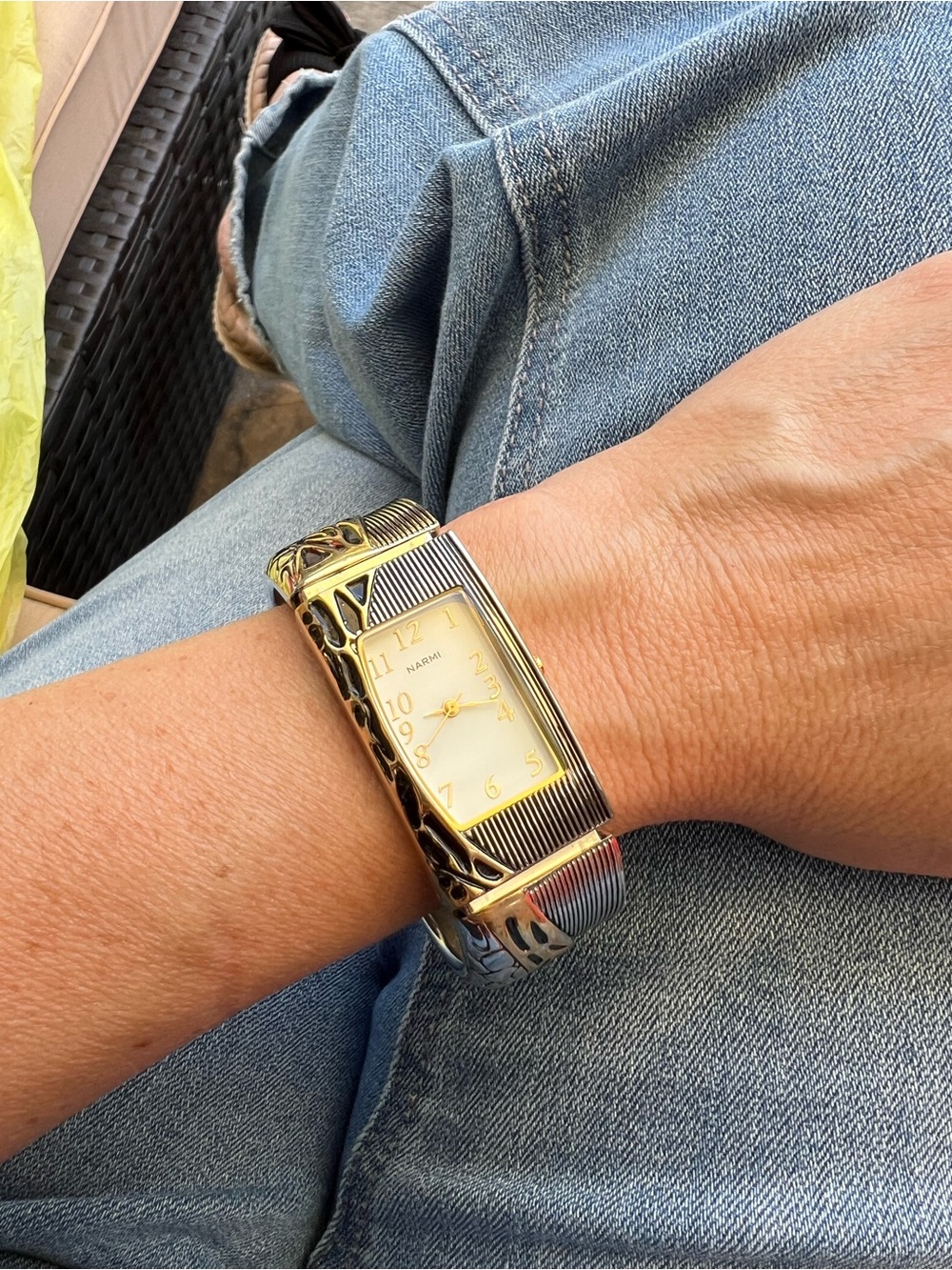 Two-Tone Gold & Silver Cuff Watch